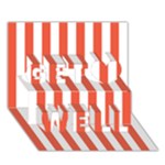 Vertical Stripes - White and Tomato Red Get Well 3D Greeting Card (7x5)