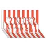 Vertical Stripes - White and Tomato Red Merry Xmas 3D Greeting Card (8x4)