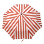 Vertical Stripes - White and Tomato Red Folding Umbrella