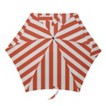 Vertical Stripes - White and Tomato Red Mini Umbrella