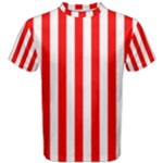 Vertical Stripes - White and Red Men s Cotton Tee