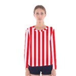 Vertical Stripes - White and Red Women s Long Sleeve T-shirt