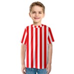 Vertical Stripes - White and Red Kid s Sport Mesh Tee