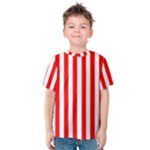 Vertical Stripes - White and Red Kid s Cotton Tee