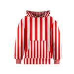 Vertical Stripes - White and Red Kid s Pullover Hoodie