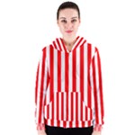 Vertical Stripes - White and Red Women s Zipper Hoodie
