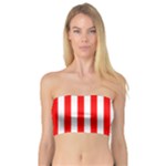 Vertical Stripes - White and Red Bandeau Top