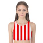 Vertical Stripes - White and Red Tank Bikini Top