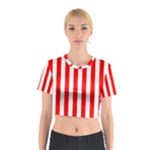 Vertical Stripes - White and Red Cotton Crop Top