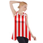 Vertical Stripes - White and Red Side Drop Tank Tunic