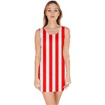 Vertical Stripes - White and Red Bodycon Dress