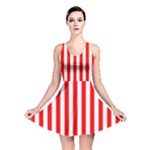 Vertical Stripes - White and Red Reversible Skater Dress
