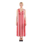 Vertical Stripes - White and Red Full Print Maxi Dress