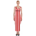 Vertical Stripes - White and Red Fitted Maxi Dress