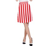 Vertical Stripes - White and Red A-Line Skirt