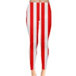 Vertical Stripes - White and Red Women s Leggings