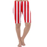 Vertical Stripes - White and Red Cropped Leggings