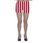 Vertical Stripes - White and Red Skinny Shorts