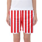 Vertical Stripes - White and Red Women s Basketball Shorts