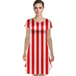 Vertical Stripes - White and Red Cap Sleeve Nightdress