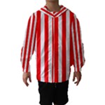 Vertical Stripes - White and Red Hooded Wind Breaker (Kids)