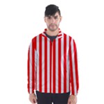 Vertical Stripes - White and Red Wind Breaker (Men)