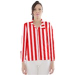 Vertical Stripes - White and Red Wind Breaker (Women)