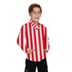 Vertical Stripes - White and Red Wind Breaker (Kids)