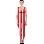 Vertical Stripes - White and Red OnePiece Catsuit
