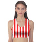 Vertical Stripes - White and Red Women s Sports Bra
