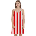 Vertical Stripes - White and Red Women s Reversible Sports Bra with Border