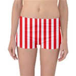 Vertical Stripes - White and Red Reversible Boyleg Bikini Bottoms