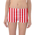 Vertical Stripes - White and Red Boyleg Bikini Bottoms