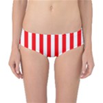 Vertical Stripes - White and Red Classic Bikini Bottoms