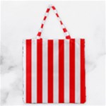 Vertical Stripes - White and Red Grocery Tote Bag