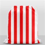 Vertical Stripes - White and Red Drawstring Bag (Small)