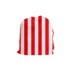 Vertical Stripes - White and Red Drawstring Pouch (M)