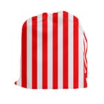 Vertical Stripes - White and Red Drawstring Pouch (XXl)