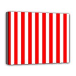 Vertical Stripes - White and Red Deluxe Canvas 20  x 16  (Stretched)