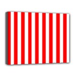 Vertical Stripes - White and Red Canvas 14  x 11  (Stretched)