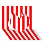 Vertical Stripes - White and Red Heart 3D Greeting Card (7x5)
