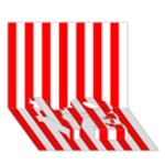 Vertical Stripes - White and Red LOVE Bottom 3D Greeting Card (7x5)