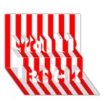 Vertical Stripes - White and Red You Rock 3D Greeting Card (7x5)