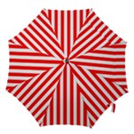 Vertical Stripes - White and Red Hook Handle Umbrella (Large)
