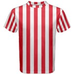Vertical Stripes - White and Alizarin Red Men s Cotton Tee