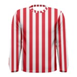 Vertical Stripes - White and Alizarin Red Men s Long Sleeve T-shirt
