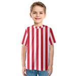 Vertical Stripes - White and Alizarin Red Kid s Sport Mesh Tee
