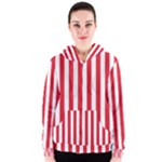 Vertical Stripes - White and Alizarin Red Women s Zipper Hoodie