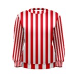 Vertical Stripes - White and Alizarin Red Women s Sweatshirt