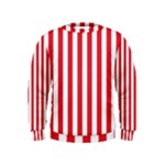 Vertical Stripes - White and Alizarin Red Kid s Sweatshirt